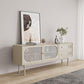 Glam Faux Wood Sideboard for Home Beige Indoor Dining Buffet with Drawers Clearhalo 'buffet_sideboard' 'Buffets & Sideboards' 'furn' 'furn_buffet_sideboard' 'Furniture' 'Kitchen & Dining Furniture' 6034045