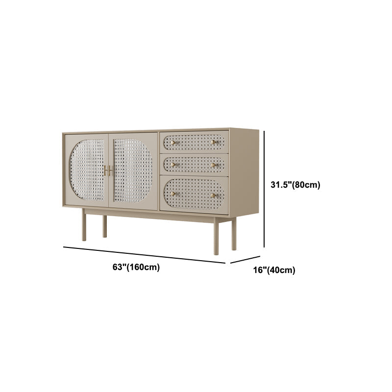 Glam Faux Wood Sideboard for Home Beige Indoor Dining Buffet with Drawers Clearhalo 'buffet_sideboard' 'Buffets & Sideboards' 'furn' 'furn_buffet_sideboard' 'Furniture' 'Kitchen & Dining Furniture' 6034051