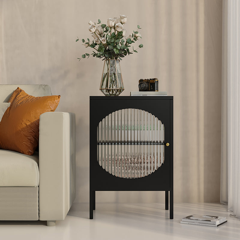 Glam -dressoir met glazen deur keukenserver met metalen frame