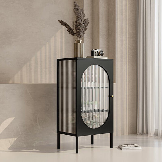 Sideboard glam con server da cucina per porte in vetro con telaio metallico