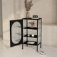 Glam -dressoir met glazen deur keukenserver met metalen frame