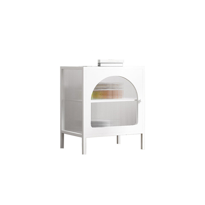 Glam -dressoir met glazen deur keukenserver met metalen frame