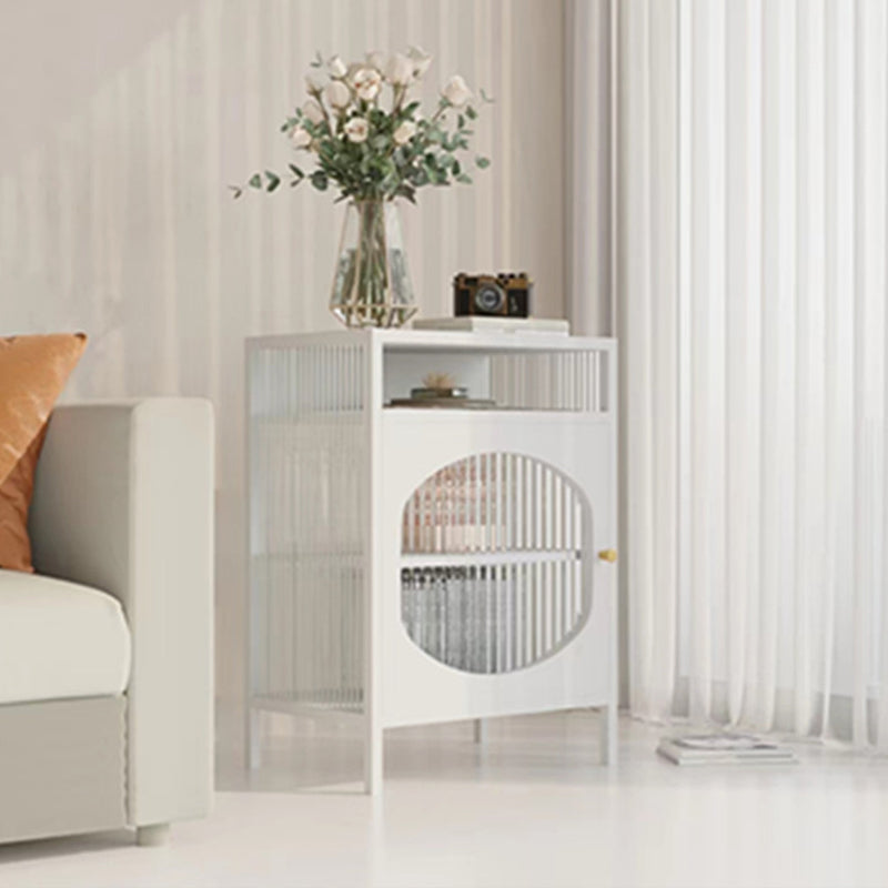 Glam -dressoir met glazen deur keukenserver met metalen frame