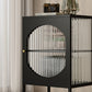 Glam -dressoir met glazen deur keukenserver met metalen frame