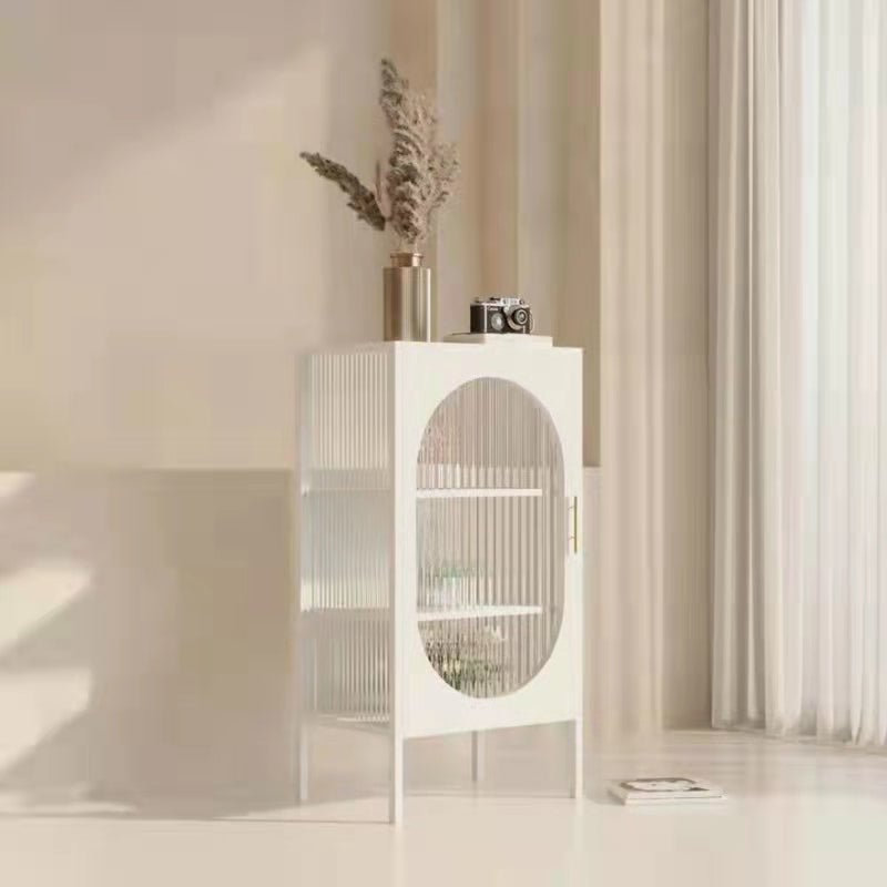 Glam -dressoir met glazen deur keukenserver met metalen frame