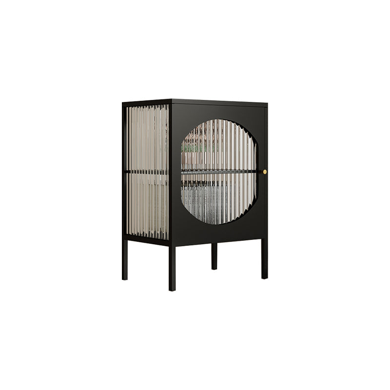 Glam -dressoir met glazen deur keukenserver met metalen frame