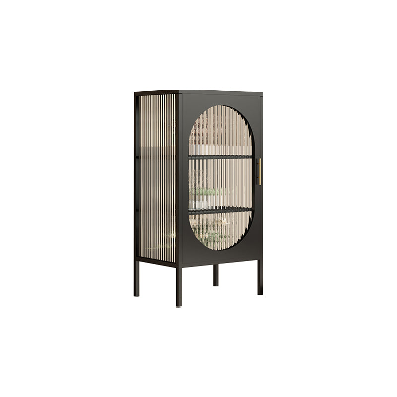 Glam -dressoir met glazen deur keukenserver met metalen frame