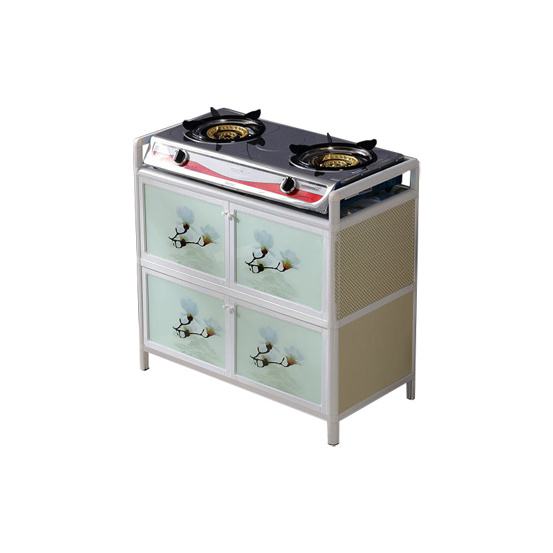 Contemporary Metal Sideboard with Glass Doors Kitchen Dining Server with Cabinets Clearhalo 'buffet_sideboard' 'Buffets & Sideboards' 'furn' 'furn_buffet_sideboard' 'Furniture' 'Kitchen & Dining Furniture' 6034179