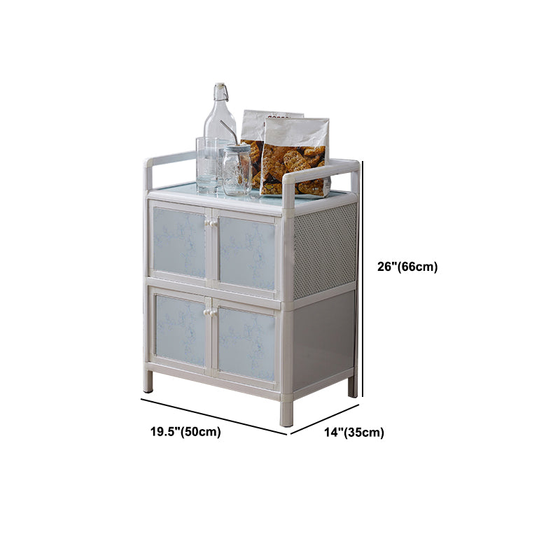 Contemporary Metal Sideboard with Glass Doors Kitchen Dining Server with Cabinets Clearhalo 'buffet_sideboard' 'Buffets & Sideboards' 'furn' 'furn_buffet_sideboard' 'Furniture' 'Kitchen & Dining Furniture' 6034183