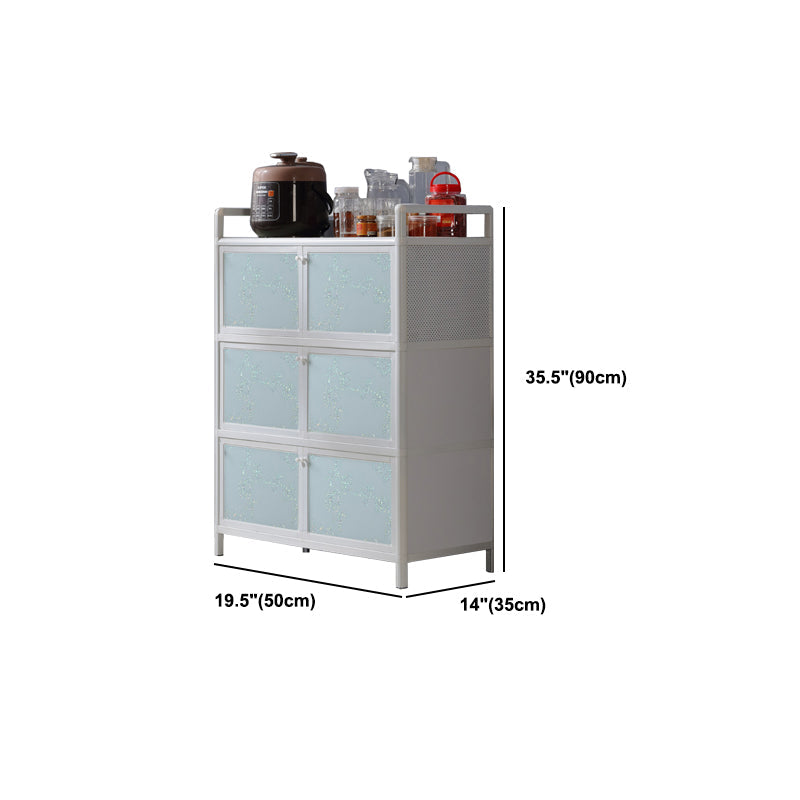 Contemporary Metal Sideboard with Glass Doors Kitchen Dining Server with Cabinets Clearhalo 'buffet_sideboard' 'Buffets & Sideboards' 'furn' 'furn_buffet_sideboard' 'Furniture' 'Kitchen & Dining Furniture' 6034184