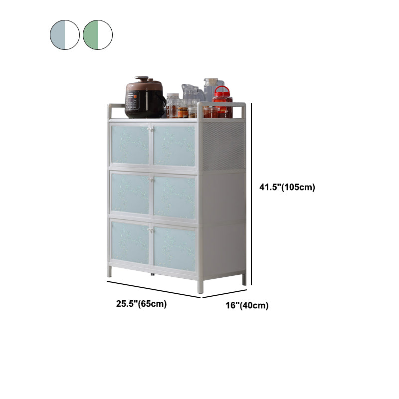 Contemporary Metal Sideboard with Glass Doors Kitchen Dining Server with Cabinets Clearhalo 'buffet_sideboard' 'Buffets & Sideboards' 'furn' 'furn_buffet_sideboard' 'Furniture' 'Kitchen & Dining Furniture' 6034187