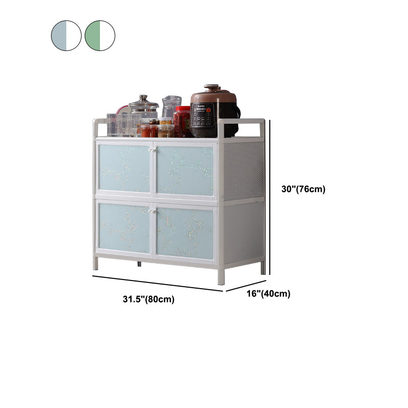 Contemporary Metal Sideboard with Glass Doors Kitchen Dining Server with Cabinets Clearhalo 'buffet_sideboard' 'Buffets & Sideboards' 'furn' 'furn_buffet_sideboard' 'Furniture' 'Kitchen & Dining Furniture' 6034188