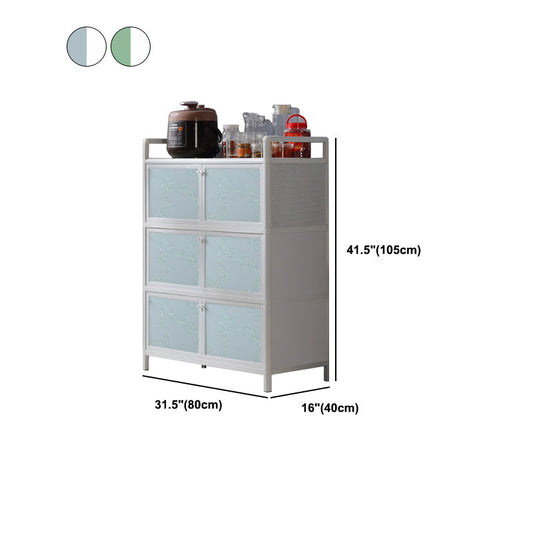 Contemporary Metal Sideboard with Glass Doors Kitchen Dining Server with Cabinets Clearhalo 'buffet_sideboard' 'Buffets & Sideboards' 'furn' 'furn_buffet_sideboard' 'Furniture' 'Kitchen & Dining Furniture' 6034189