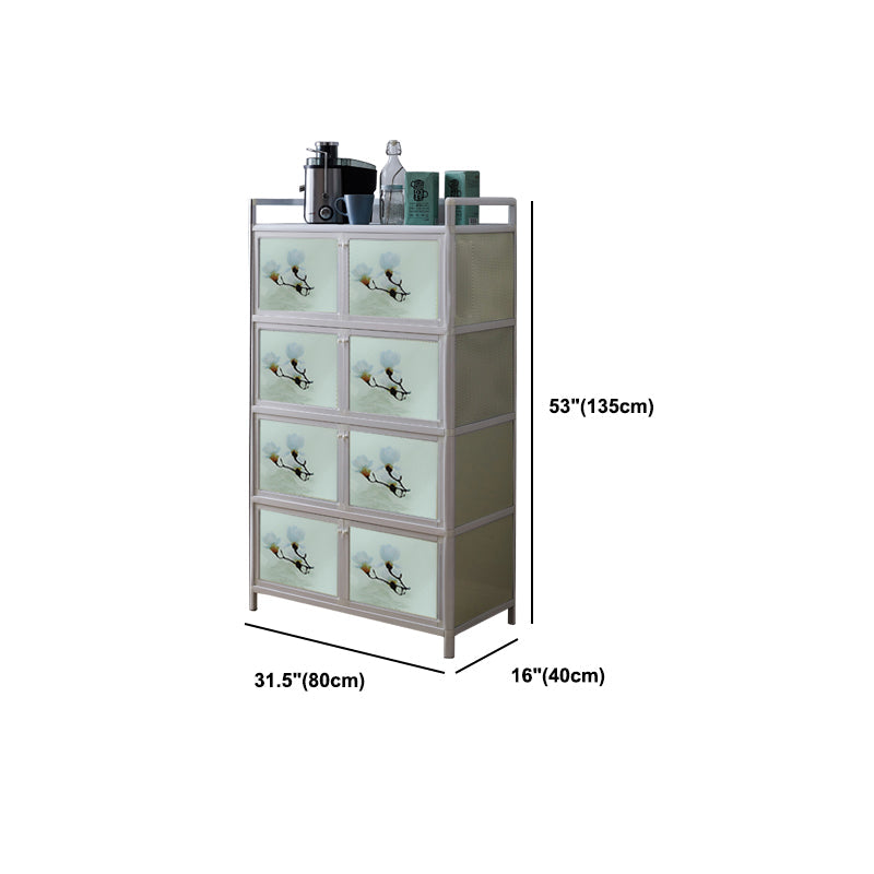 Contemporary Metal Sideboard with Glass Doors Kitchen Dining Server with Cabinets Clearhalo 'buffet_sideboard' 'Buffets & Sideboards' 'furn' 'furn_buffet_sideboard' 'Furniture' 'Kitchen & Dining Furniture' 6034190