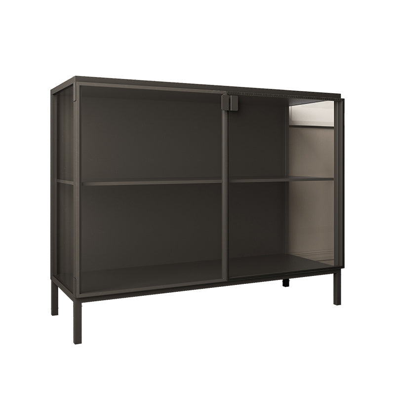 Server di pranzo nero contemporaneo porte in vetro server per finitura metallica