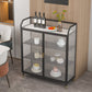 Sideboard moderna con server da pranzo in metallo a 2 porte di vetro con 4 gambe