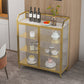 Sideboard moderna con server da pranzo in metallo a 2 porte di vetro con 4 gambe