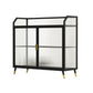 Sideboard moderna con server da pranzo in metallo a 2 porte di vetro con 4 gambe