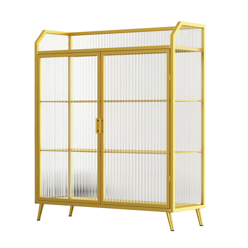 Sideboard moderna con server da pranzo in metallo a 2 porte di vetro con 4 gambe