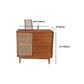 Modern Doors Sideboard Light Brown Pine Solid Wood Buffet Table with 2-Drawer