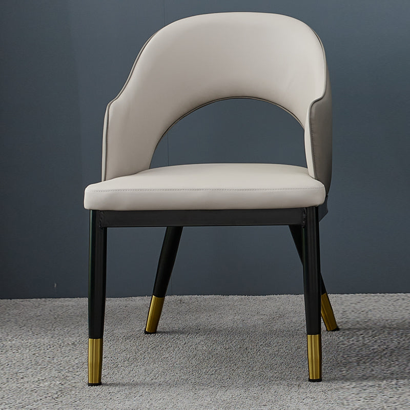 Metal Industrial Dining Chair with Arms Matte Finish Open Back Side Chair Cream Gray 1 Piece Clearhalo 'Dining Chairs' 'Dining Tables & Seating' 'dining_chair' 'furn' 'furn_dining_chair' 'Furniture' 'Kitchen & Dining Furniture' 6034316