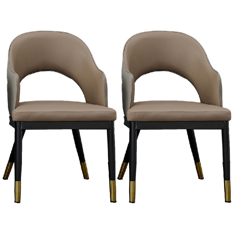 Metal Industrial Dining Chair with Arms Matte Finish Open Back Side Chair Brown 2 Piece Set Clearhalo 'Dining Chairs' 'Dining Tables & Seating' 'dining_chair' 'furn' 'furn_dining_chair' 'Furniture' 'Kitchen & Dining Furniture' 6034317