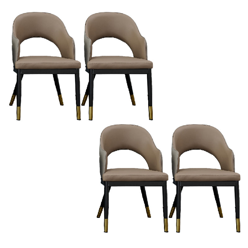 Metal Industrial Dining Chair with Arms Matte Finish Open Back Side Chair Brown 4 Piece Set Clearhalo 'Dining Chairs' 'Dining Tables & Seating' 'dining_chair' 'furn' 'furn_dining_chair' 'Furniture' 'Kitchen & Dining Furniture' 6034325
