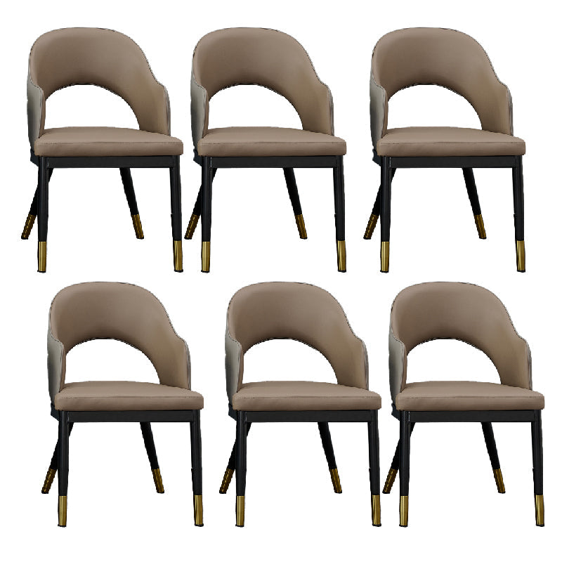 Metal Industrial Dining Chair with Arms Matte Finish Open Back Side Chair Brown 6 Piece Set Clearhalo 'Dining Chairs' 'Dining Tables & Seating' 'dining_chair' 'furn' 'furn_dining_chair' 'Furniture' 'Kitchen & Dining Furniture' 6034332