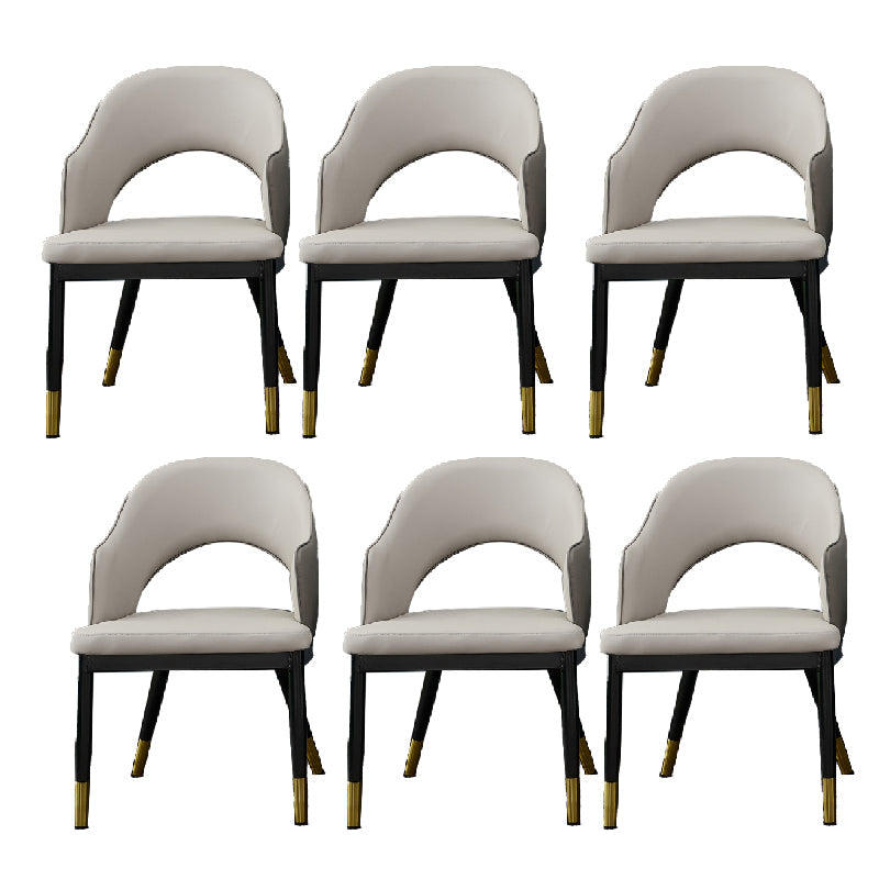 Metal Industrial Dining Chair with Arms Matte Finish Open Back Side Chair Cream Gray 6 Piece Set Clearhalo 'Dining Chairs' 'Dining Tables & Seating' 'dining_chair' 'furn' 'furn_dining_chair' 'Furniture' 'Kitchen & Dining Furniture' 6034333