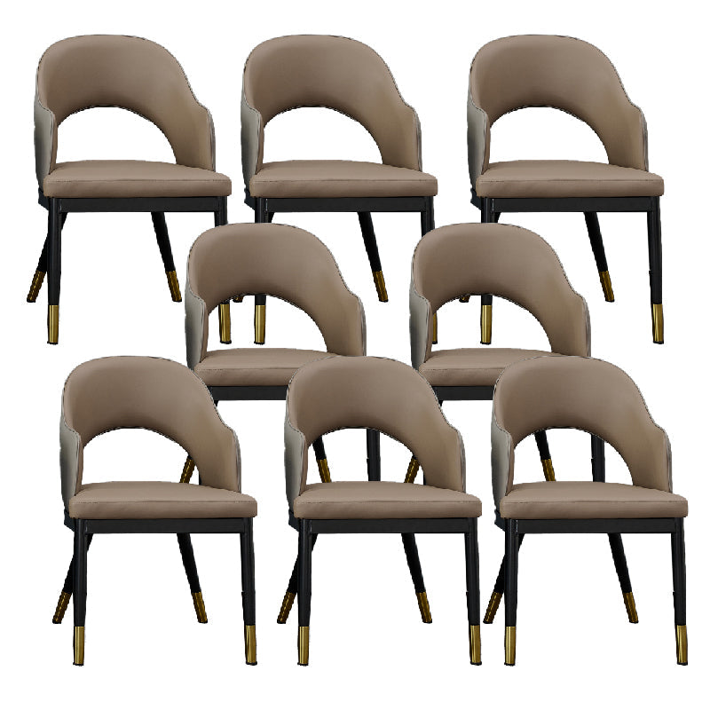 Metal Industrial Dining Chair with Arms Matte Finish Open Back Side Chair Brown 8 Piece Set Clearhalo 'Dining Chairs' 'Dining Tables & Seating' 'dining_chair' 'furn' 'furn_dining_chair' 'Furniture' 'Kitchen & Dining Furniture' 6034334