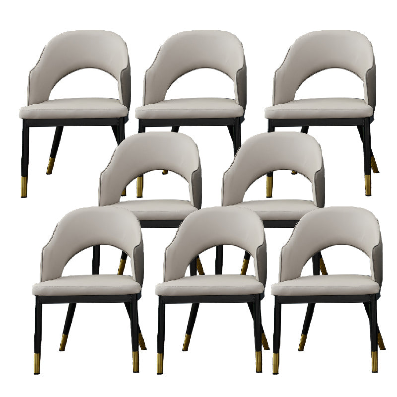 Metal Industrial Dining Chair with Arms Matte Finish Open Back Side Chair Cream Gray 8 Piece Set Clearhalo 'Dining Chairs' 'Dining Tables & Seating' 'dining_chair' 'furn' 'furn_dining_chair' 'Furniture' 'Kitchen & Dining Furniture' 6034336