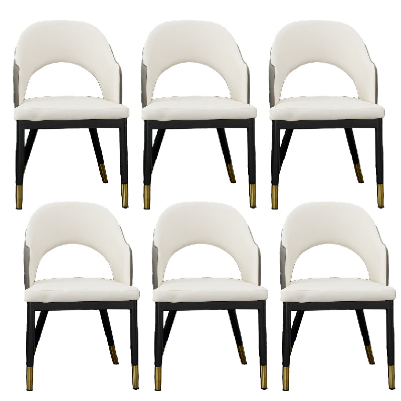 Metal Industrial Dining Chair with Arms Matte Finish Open Back Side Chair Off-White 6 Piece Set Clearhalo 'Dining Chairs' 'Dining Tables & Seating' 'dining_chair' 'furn' 'furn_dining_chair' 'Furniture' 'Kitchen & Dining Furniture' 6034339