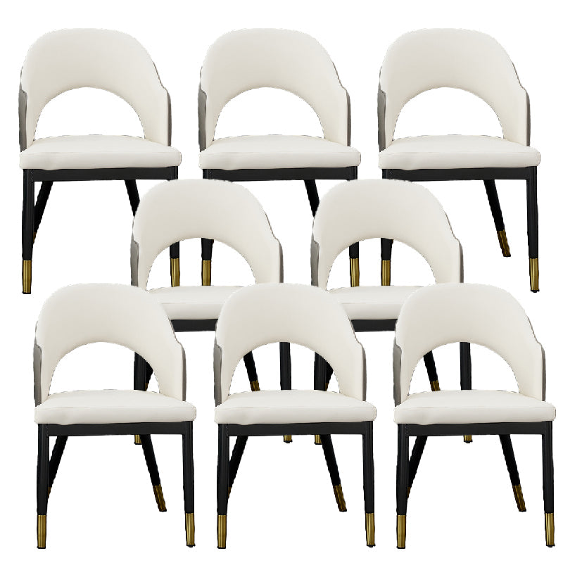 Metal Industrial Dining Chair with Arms Matte Finish Open Back Side Chair Off-White 8 Piece Set Clearhalo 'Dining Chairs' 'Dining Tables & Seating' 'dining_chair' 'furn' 'furn_dining_chair' 'Furniture' 'Kitchen & Dining Furniture' 6034340