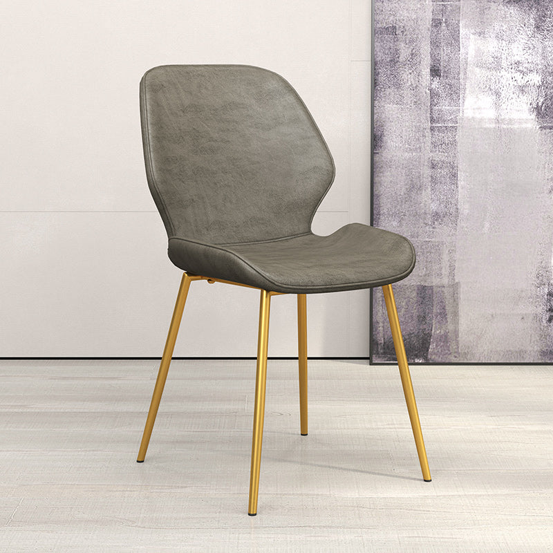 Glam Style Dining Chair PU Leather Dining Room Chair for Indoor Gray-Gold 1 Piece Clearhalo 'Dining Chairs' 'Dining Tables & Seating' 'dining_chair' 'furn' 'furn_dining_chair' 'Furniture' 'Kitchen & Dining Furniture' 6034345