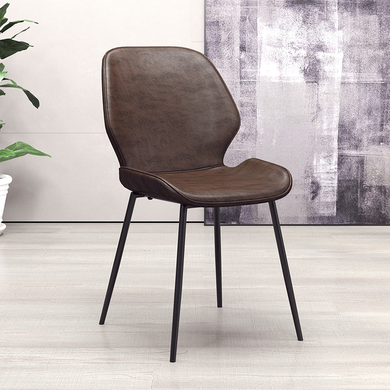Glam Style Dining Chair PU Leather Dining Room Chair for Indoor Brown-Black 1 Piece Clearhalo 'Dining Chairs' 'Dining Tables & Seating' 'dining_chair' 'furn' 'furn_dining_chair' 'Furniture' 'Kitchen & Dining Furniture' 6034350