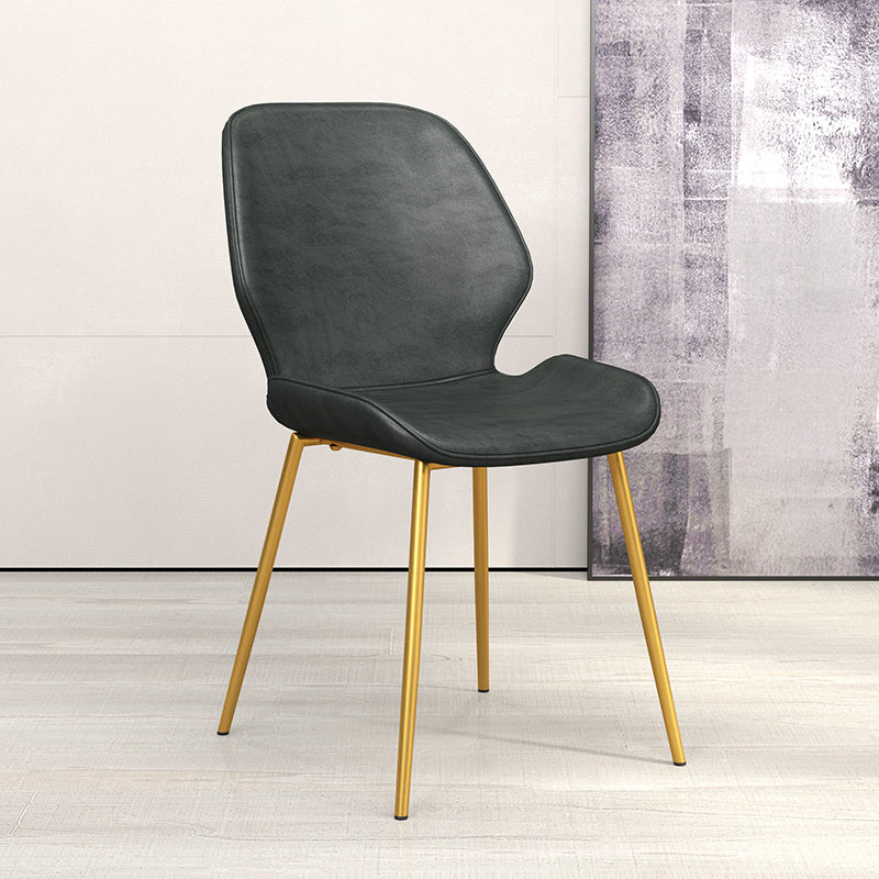 Glam Style Dining Chair PU Leather Dining Room Chair for Indoor Black-Gold 1 Piece Clearhalo 'Dining Chairs' 'Dining Tables & Seating' 'dining_chair' 'furn' 'furn_dining_chair' 'Furniture' 'Kitchen & Dining Furniture' 6034353