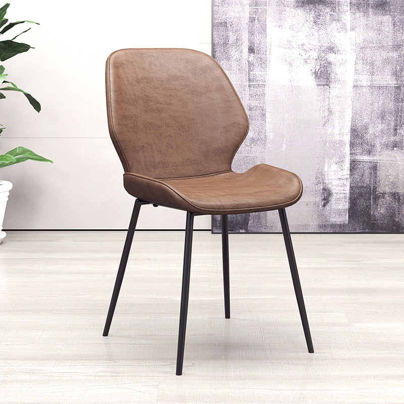 Glam Style Dining Chair PU Leather Dining Room Chair for Indoor Black-Brown 1 Piece Clearhalo 'Dining Chairs' 'Dining Tables & Seating' 'dining_chair' 'furn' 'furn_dining_chair' 'Furniture' 'Kitchen & Dining Furniture' 6034360