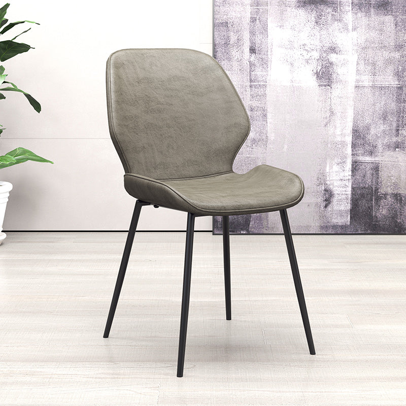 Glam Style Dining Chair PU Leather Dining Room Chair for Indoor Black-Gray 1 Piece Clearhalo 'Dining Chairs' 'Dining Tables & Seating' 'dining_chair' 'furn' 'furn_dining_chair' 'Furniture' 'Kitchen & Dining Furniture' 6034365