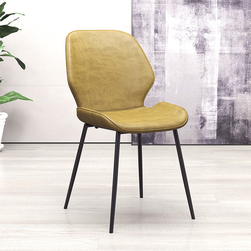 Glam Style Dining Chair PU Leather Dining Room Chair for Indoor Yellow Black 1 Piece Clearhalo 'Dining Chairs' 'Dining Tables & Seating' 'dining_chair' 'furn' 'furn_dining_chair' 'Furniture' 'Kitchen & Dining Furniture' 6034367