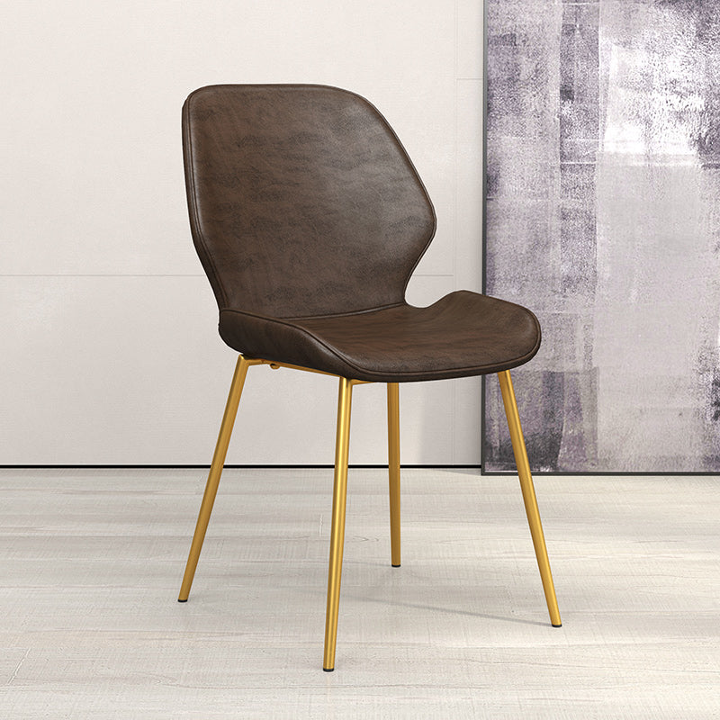 Glam Style Dining Chair PU Leather Dining Room Chair for Indoor Gold-Brown 1 Piece Clearhalo 'Dining Chairs' 'Dining Tables & Seating' 'dining_chair' 'furn' 'furn_dining_chair' 'Furniture' 'Kitchen & Dining Furniture' 6034369