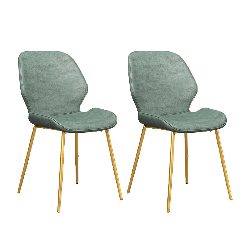 Glam Style Dining Chair PU Leather Dining Room Chair for Indoor Green Gold 2 Piece Set Clearhalo 'Dining Chairs' 'Dining Tables & Seating' 'dining_chair' 'furn' 'furn_dining_chair' 'Furniture' 'Kitchen & Dining Furniture' 6034370