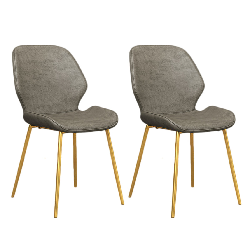 Glam Style Dining Chair PU Leather Dining Room Chair for Indoor Gray-Gold 2 Piece Set Clearhalo 'Dining Chairs' 'Dining Tables & Seating' 'dining_chair' 'furn' 'furn_dining_chair' 'Furniture' 'Kitchen & Dining Furniture' 6034372