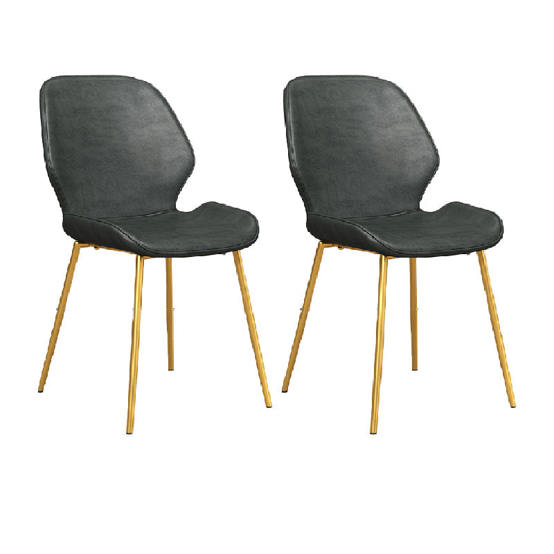 Glam Style Dining Chair PU Leather Dining Room Chair for Indoor Black-Gold 2 Piece Set Clearhalo 'Dining Chairs' 'Dining Tables & Seating' 'dining_chair' 'furn' 'furn_dining_chair' 'Furniture' 'Kitchen & Dining Furniture' 6034373