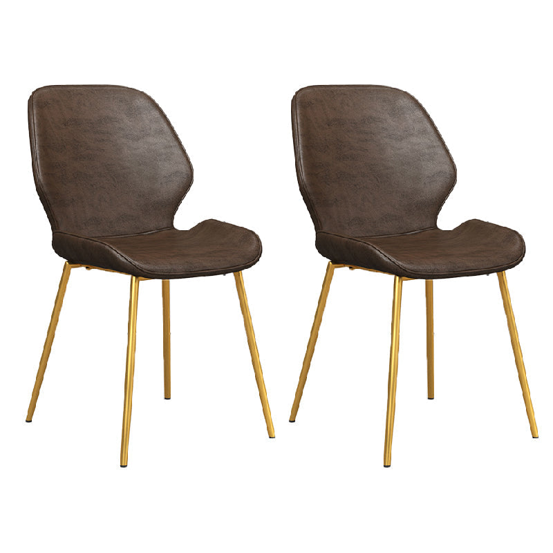 Glam Style Dining Chair PU Leather Dining Room Chair for Indoor Brown 2 Piece Set Clearhalo 'Dining Chairs' 'Dining Tables & Seating' 'dining_chair' 'furn' 'furn_dining_chair' 'Furniture' 'Kitchen & Dining Furniture' 6034377