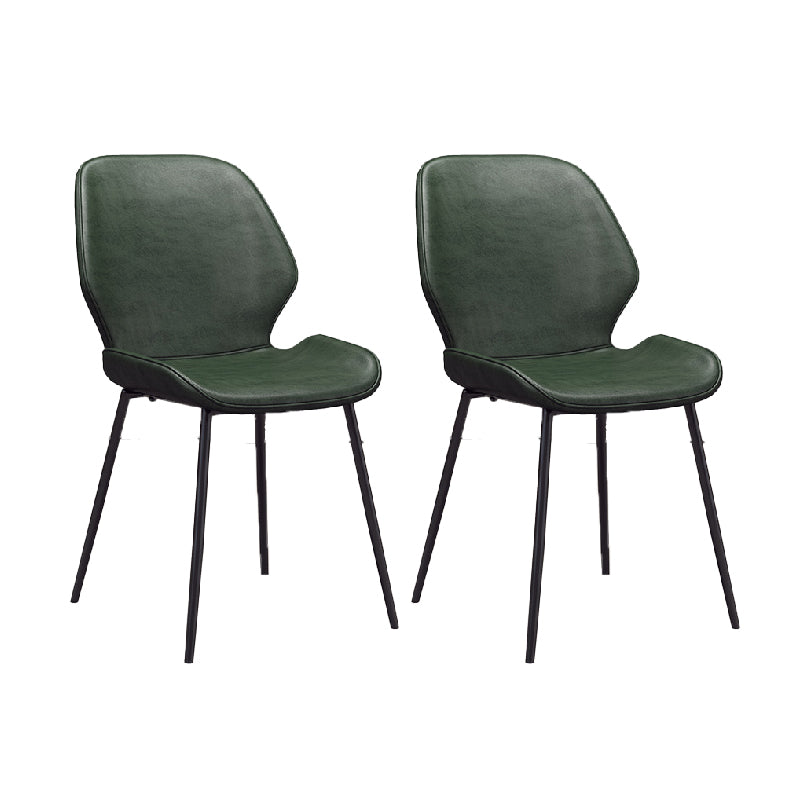 Glam Style Dining Chair PU Leather Dining Room Chair for Indoor Black Green 2 Piece Set Clearhalo 'Dining Chairs' 'Dining Tables & Seating' 'dining_chair' 'furn' 'furn_dining_chair' 'Furniture' 'Kitchen & Dining Furniture' 6034378