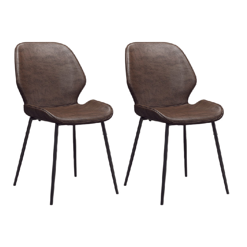 Glam Style Dining Chair PU Leather Dining Room Chair for Indoor Brown-Black 2 Piece Set Clearhalo 'Dining Chairs' 'Dining Tables & Seating' 'dining_chair' 'furn' 'furn_dining_chair' 'Furniture' 'Kitchen & Dining Furniture' 6034379