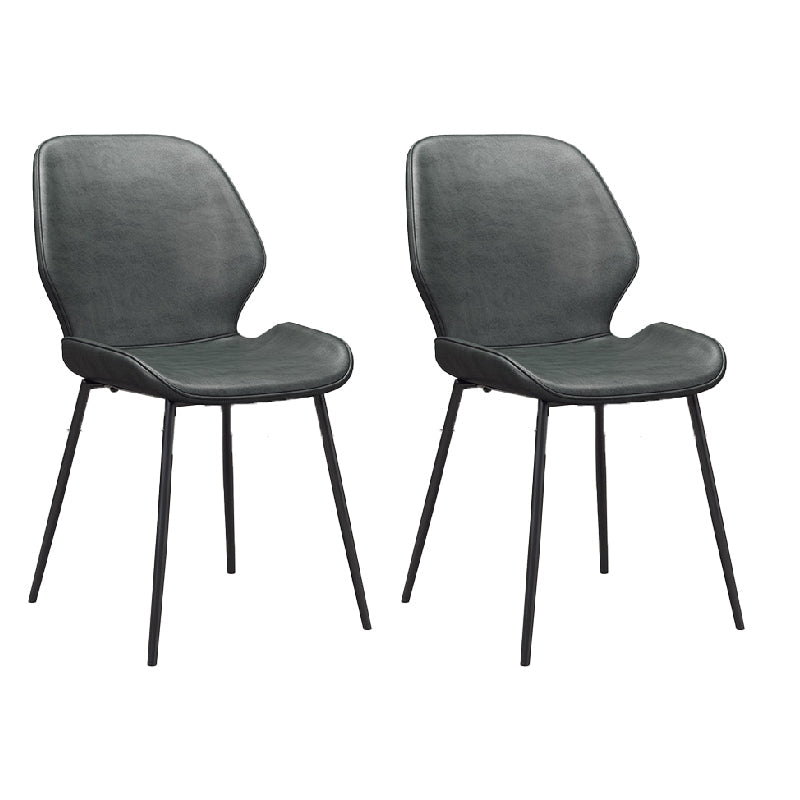 Glam Style Dining Chair PU Leather Dining Room Chair for Indoor Black 2 Piece Set Clearhalo 'Dining Chairs' 'Dining Tables & Seating' 'dining_chair' 'furn' 'furn_dining_chair' 'Furniture' 'Kitchen & Dining Furniture' 6034380