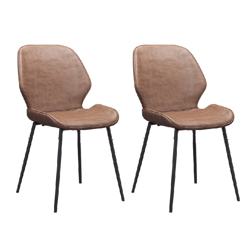 Glam Style Dining Chair PU Leather Dining Room Chair for Indoor Black-Brown 2 Piece Set Clearhalo 'Dining Chairs' 'Dining Tables & Seating' 'dining_chair' 'furn' 'furn_dining_chair' 'Furniture' 'Kitchen & Dining Furniture' 6034381