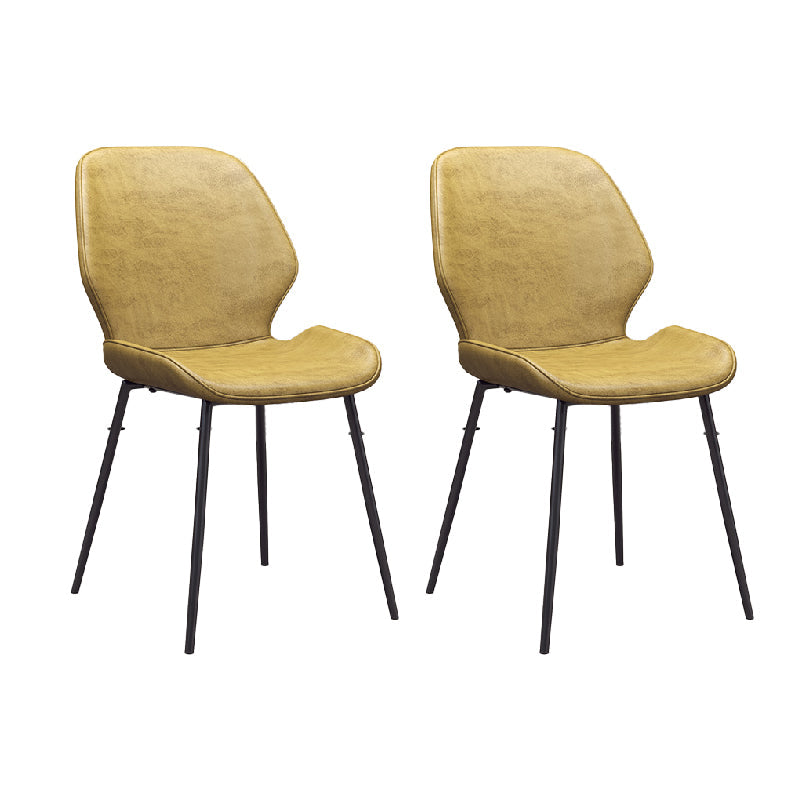 Glam Style Dining Chair PU Leather Dining Room Chair for Indoor Yellow Black 2 Piece Set Clearhalo 'Dining Chairs' 'Dining Tables & Seating' 'dining_chair' 'furn' 'furn_dining_chair' 'Furniture' 'Kitchen & Dining Furniture' 6034384