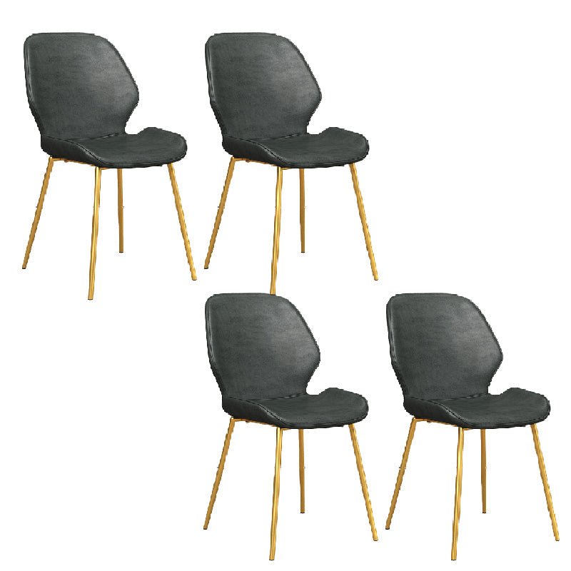 Glam Style Dining Chair PU Leather Dining Room Chair for Indoor Black-Gold 4 Piece Set Clearhalo 'Dining Chairs' 'Dining Tables & Seating' 'dining_chair' 'furn' 'furn_dining_chair' 'Furniture' 'Kitchen & Dining Furniture' 6034386
